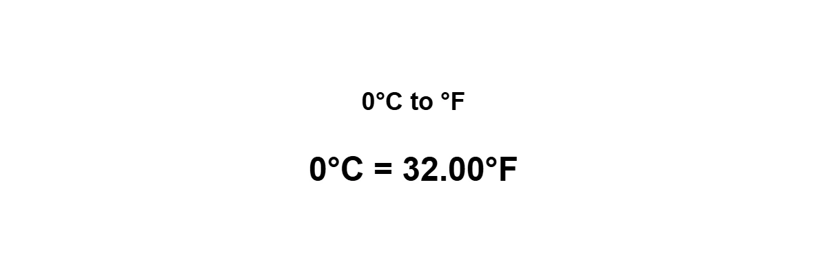 0°C to Fahrenheit result: 0 degrees Celsius equals 32°F