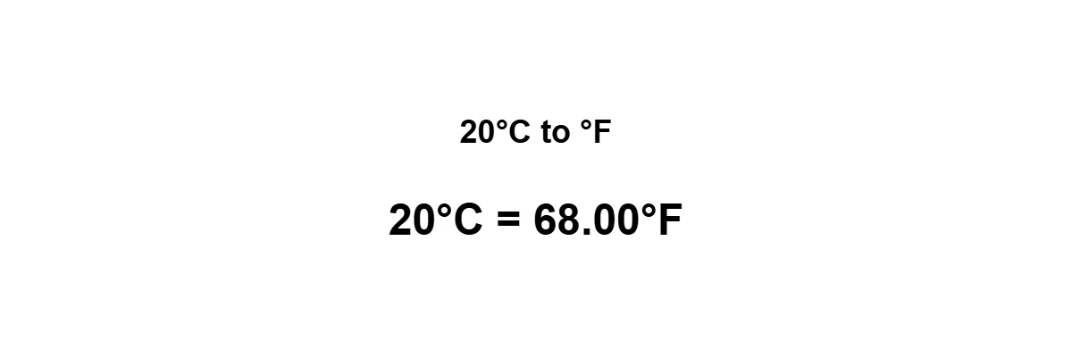 20°C to Fahrenheit result: 20 degrees Celsius equals 68°F