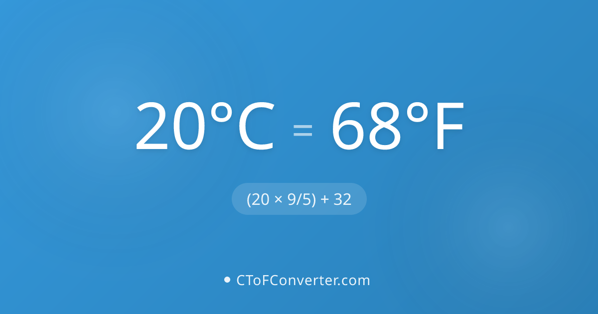 Convert 20 Degrees Celsius to Fahrenheit (68°F)