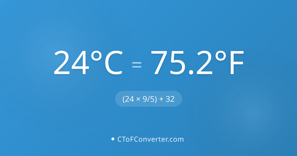 Convert 24 Degrees Celsius to Fahrenheit (75.2°F)