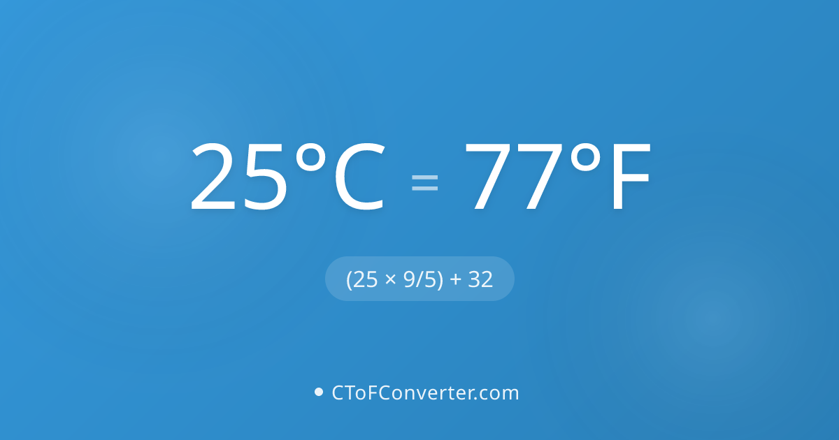 Convert 25 Degrees Celsius to Fahrenheit (77°F)