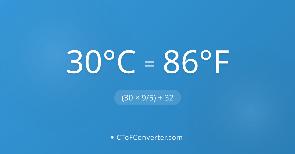 Convert 30 Degrees Celsius to Fahrenheit (86°F)