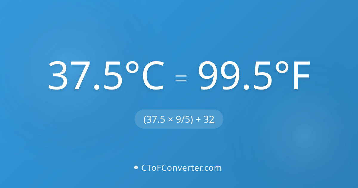 Convert 37.5 Degrees Celsius to Fahrenheit (99.5°F)